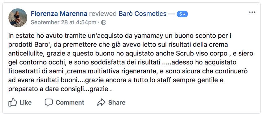 commenti di facebook su barò extralift