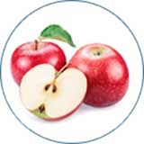 2 mele rosse intere e una mela a metà